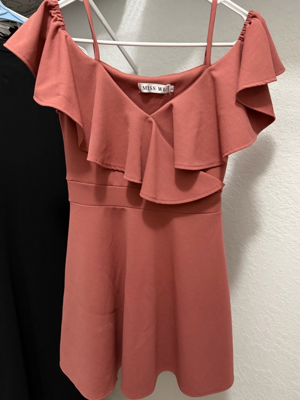 Coral Ruffle Off-Shoulder Dress - Picture 2 of 4